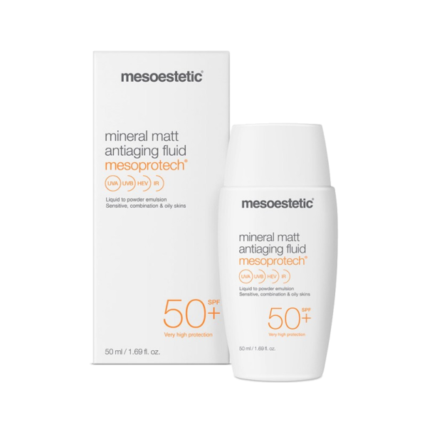 MESOESTETICS Mesoprotech Mineral Matt Anti Aging Fluid – Kem Chống Nắng Chống Nước Ngăn Ngừa Lão Hoá Dành Cho Da Dầu SPF 50+ 50ml