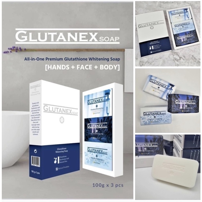 GLUTANEX SOAP/ XÀ PHÒNG TẮM TRẮNG GIẢM THÂM NÁCH, BẸN, KHỬU TAY, ĐẦU GỐI DƯỠNG ẨM VÀ MỊN DA GLUTANEX SOAP
